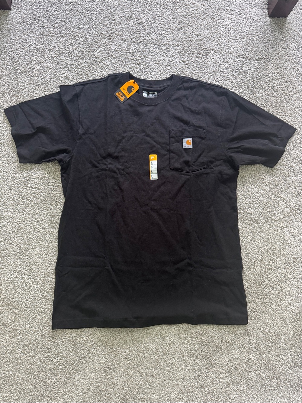Carhartt Black Short-Sleeve Pocket Tee with Logo Patch